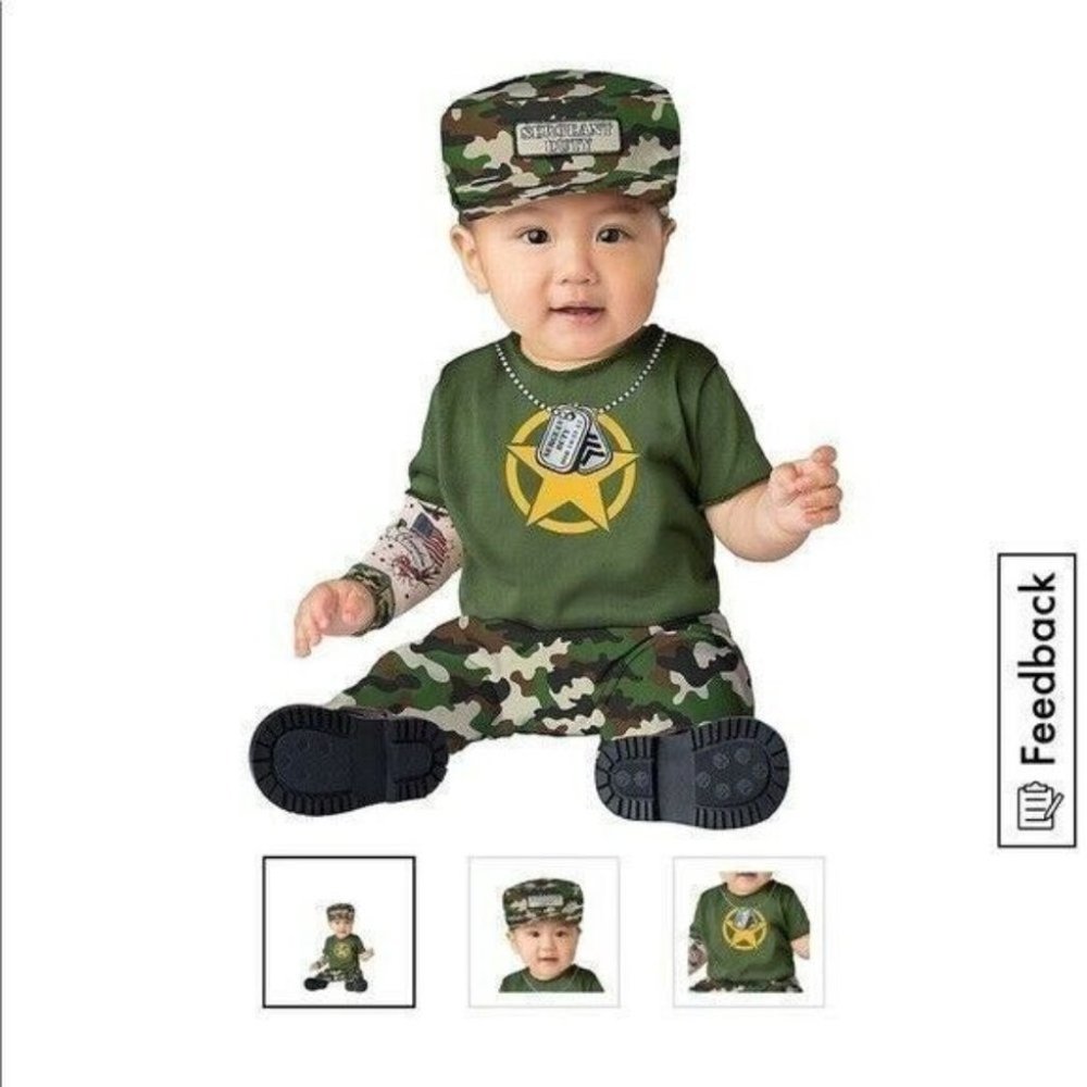 "PRIVATE DUTY" LITTLE SOLDIER DRESS UP HALLOWEEN COSTUME PLAYSUIT SIZ: 12/18 NWT